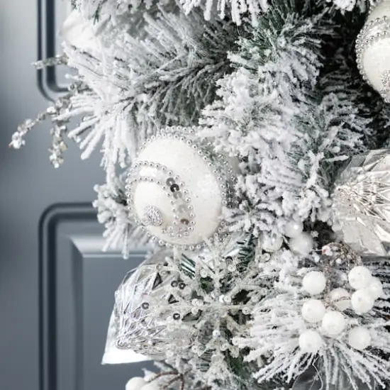 Glitzhome® 30"H Christmas Silver & White Ornament and Berry Teardrop {5}