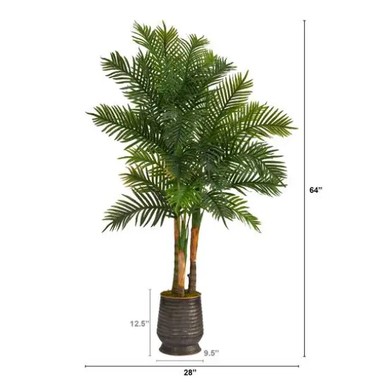 5.5ft. Areca Palm Tree in Ribbed Metal Planter {3}