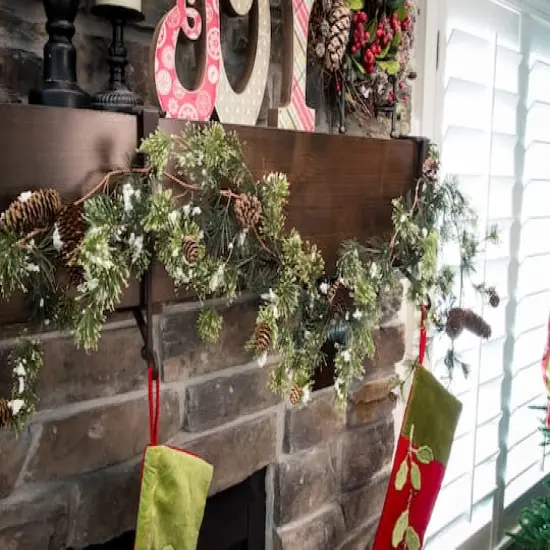 Brown Mantel Garland & Christmas Stocking Holder, 2ct. {14}