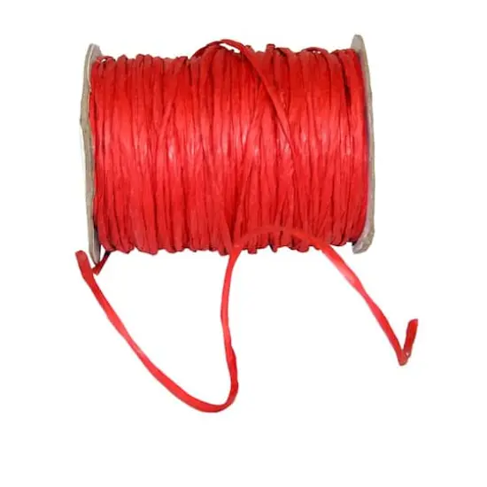 Reliant 1/8" Wired Raffia Ribbon Red {1}