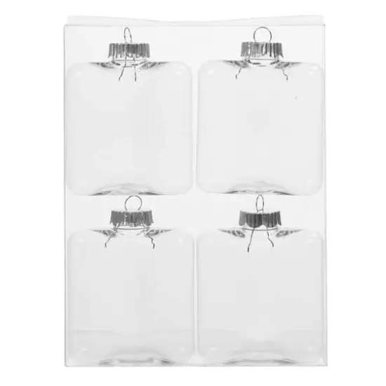 4" Flat Cube Clear Plastic Ornaments, 4ct. by Make Market&reg; {1}