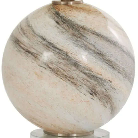 2ft. Beige Glass Round Accent Lamp with Marble Inspired Design & Gold Accents {4}