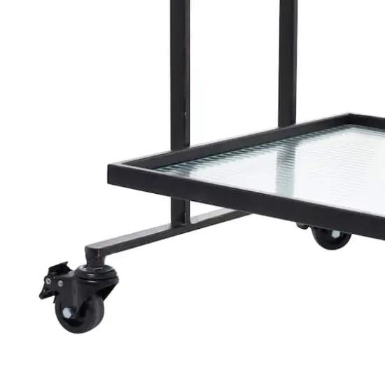 Black Iron Industrial Bar Cart, 32" x 25" x 18" {7}