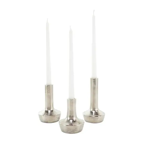 Silver Aluminum Candle Holder with Rounded Base Set {4}