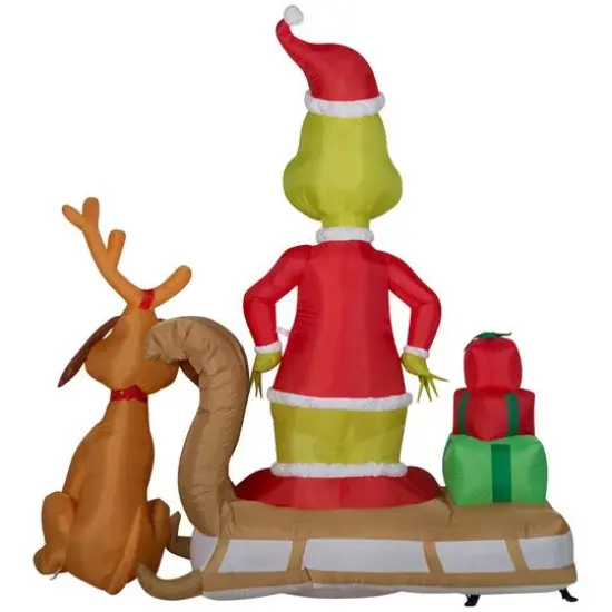 6ft. Airblown&reg; Inflatable Christmas Grinch & Max Sled Scene with Gift Stack {3}