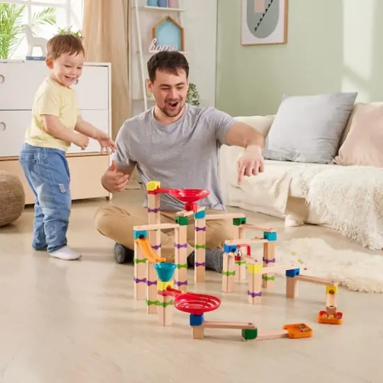 Hape Marble Run Tricks n' Twists DIY Wood Building Racetrack Set {3}