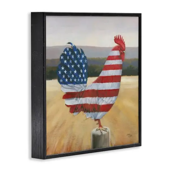 Stupell Industries American Flag Rooster Framed Giclee Art Black {4}
