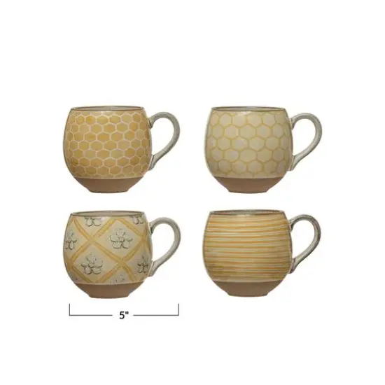 Hello Honey&reg; 12oz. Stoneware Mug with Pattern and Interior Bee Image {1}