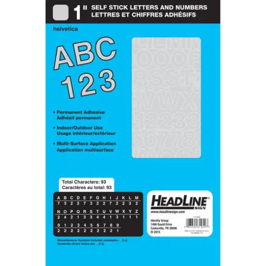 Headline Sign® Metallic Silver Helvetica Capital Letters Vinyl Stickers, 1'' {1}