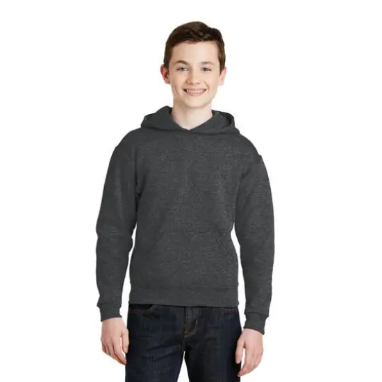 JERZEES® NuBlend® Youth Pullover Hooded Sweatshirt Black Heather {4}