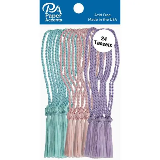 PA Paper&trade; Accents Aqua, Light Pink & Lilac Tassels, 24ct. {1}