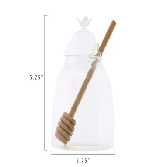 Hello Honey® Clear Honey Pot with Lid & Bamboo Dipper Set {5}