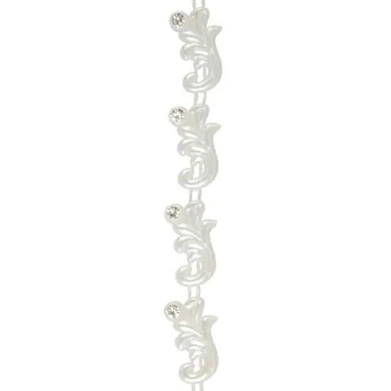 11mm x 19mm White Plastic & Glass Pearl Flower Bead Garland, 5yd. by Bead Landing&trade; {1}