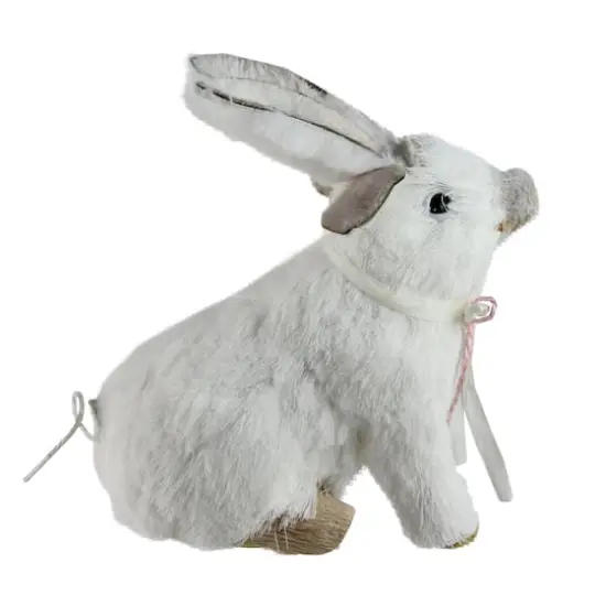 7" White Playful Piglet with Silly Bunny Rabbit Ears Easter Figure {1}