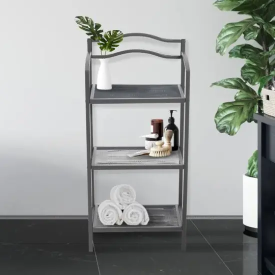 Household Essentials 3-Tier Metal Bathroom Storage Shelf Gray {3}
