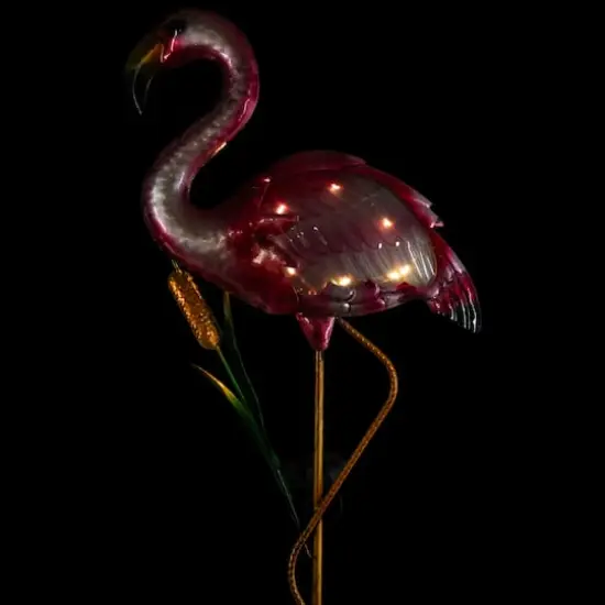 3ft. Solar Lighted Pink Flamingo Outdoor Garden Stake {3}