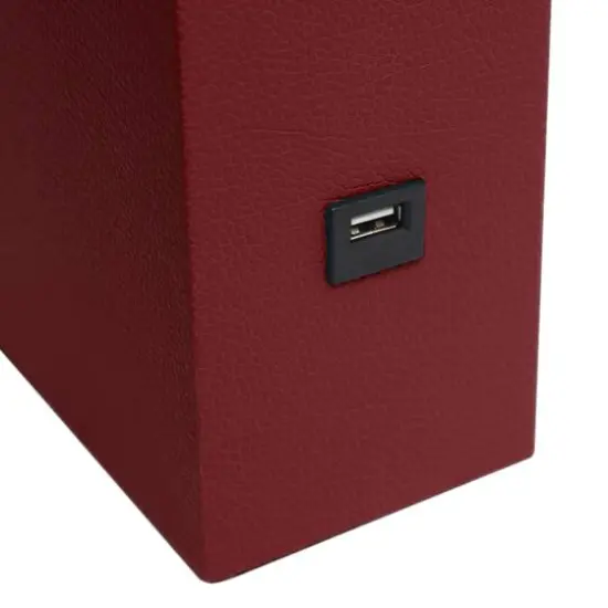 Lalia Home Lexington 21" Leather Table Lamp with USB Charging Port Red {9}