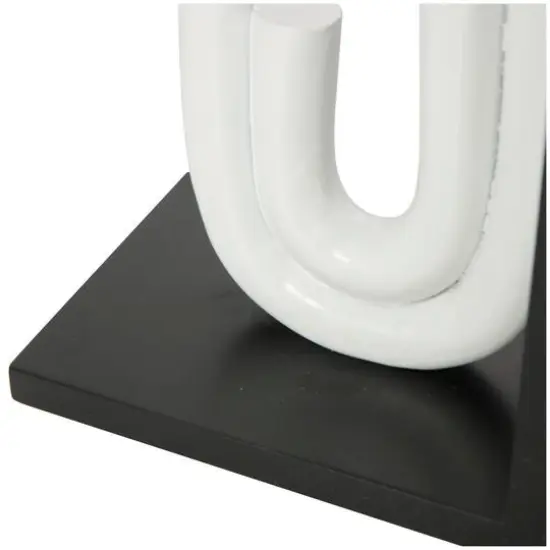 7" White MDF Abstract Layered U-Shaped Bookends with Black Stands Set {5}