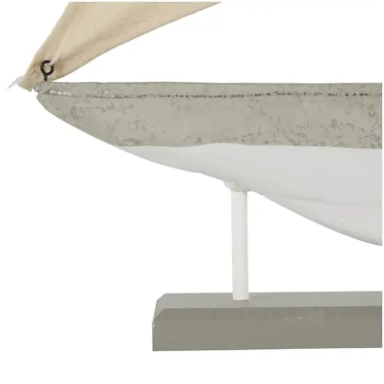 22" Gray Cement Stone Sail Boat Decorative Sculpture {5}