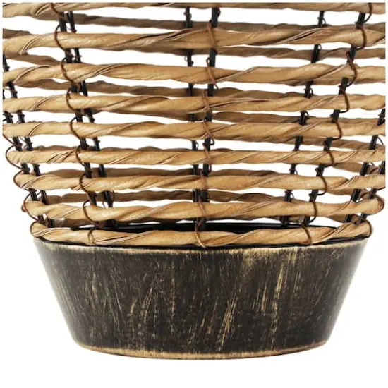 16" Brown Seagrass Handmade Twisted Vase {4}