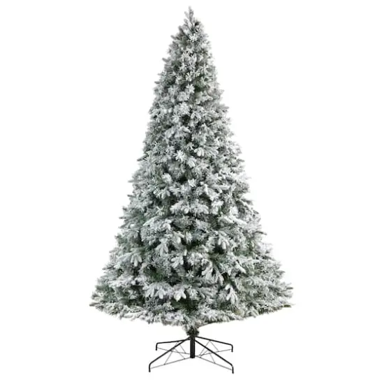 9ft. Pre-Lit Flocked Vermont Mixed Pine Artificial Christmas Tree, Clear LED Lights {4}