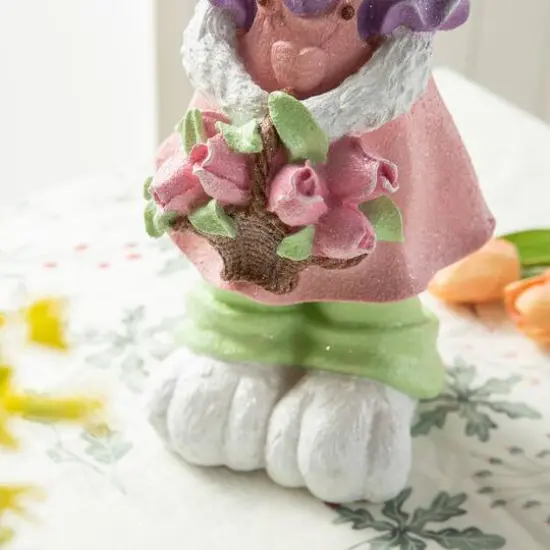 Glitzhome&reg; 17.5" Easter Bunny Girl with Flower Basket Table D&eacute;cor {6}
