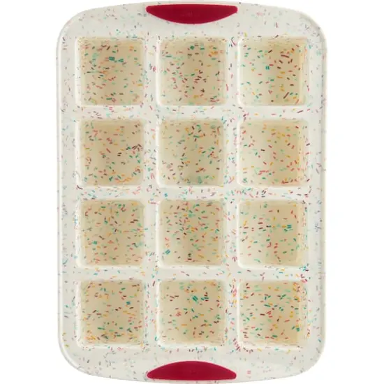 Trudeau&reg; Structure Silicone&trade; 12-Cavity Confetti Fuchsia Brownie Pan {1}