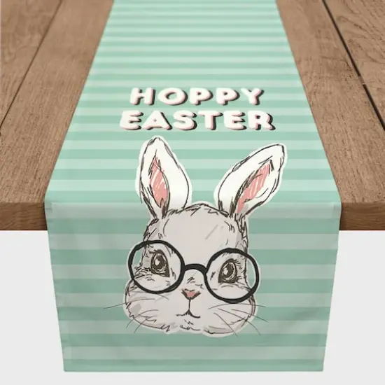 Bunny With Glasses 16" x 90" Poly Twill Table Runner {1}