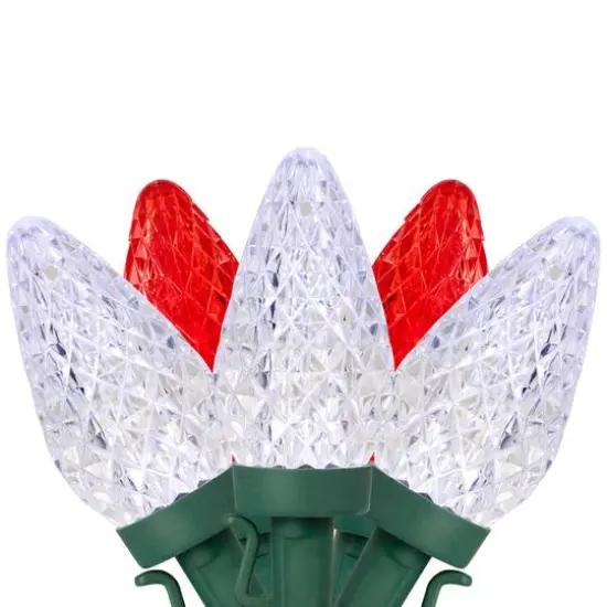 100ct. Faceted LED C9 Christmas String Lights Red/Pure White {5}