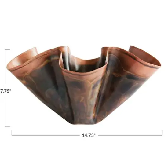 Hello Honey&reg; 14.75" Oxidized Copper Metal Organic Shaped Planter {5}