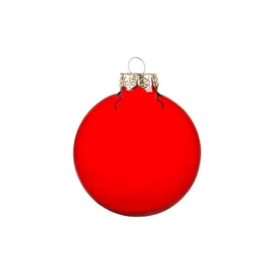 Whitehurst 4 Pack 4.75" Transparent Glass Ball Ornaments Christmas Red {1}