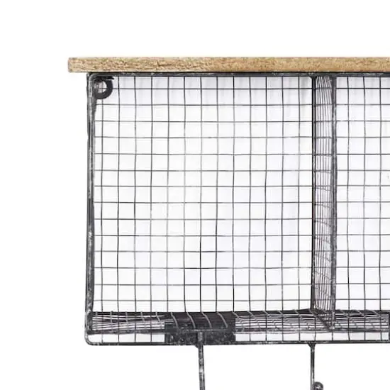 Black Iron Farmhouse Wall Hooks With Shelf {5}