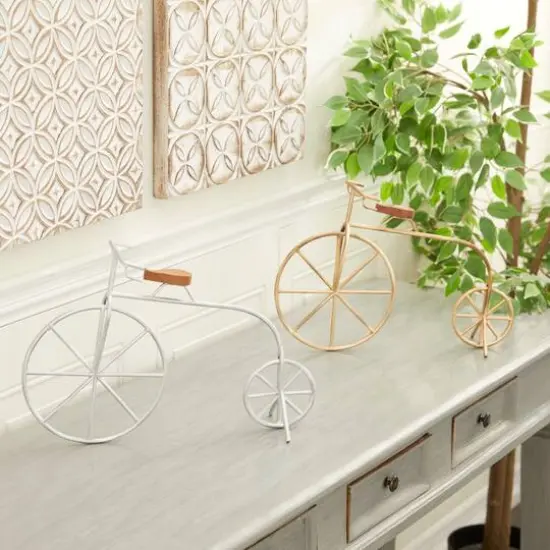 Gold and Silver Metal Contemporary Bicycle Set {9}