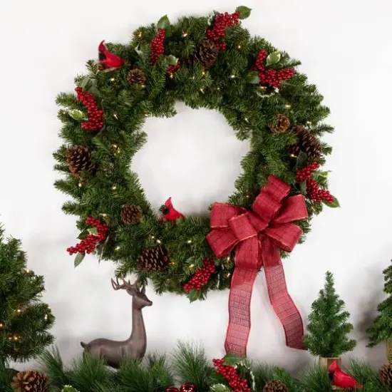 30" Pre-Lit Canadian Pine Artificial Christmas Wreath {7}