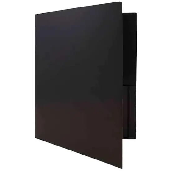 JAM Paper Heavy Duty Plastic 2-Pocket Folders, 6ct. Black {6}