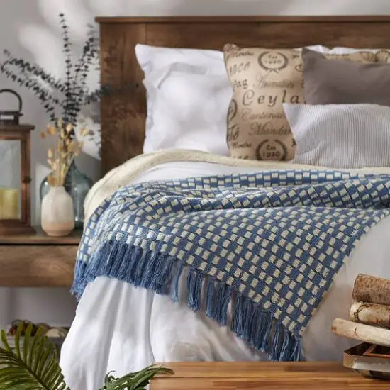 DII&reg; Stonewash Blue Urban Check Throw {8}