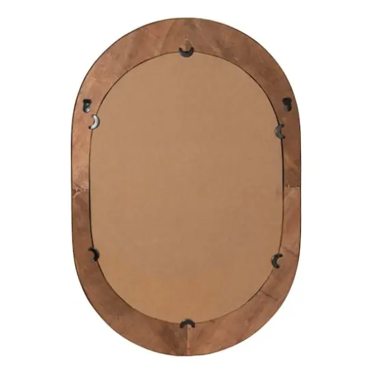 Hello Honey&reg; 30" Natural Brown Oval Bamboo & Rattan Framed Wall Mirror {5}