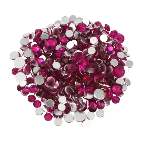 Round Flatback Glass Rhinestone Mix by Bead Landing&trade; Pink {1}