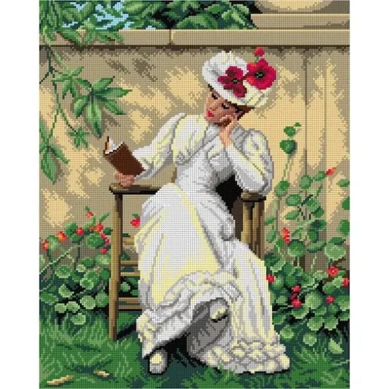 Orchidea Lady with a Book in the Garden Counted Cross Stitch Kit {1}