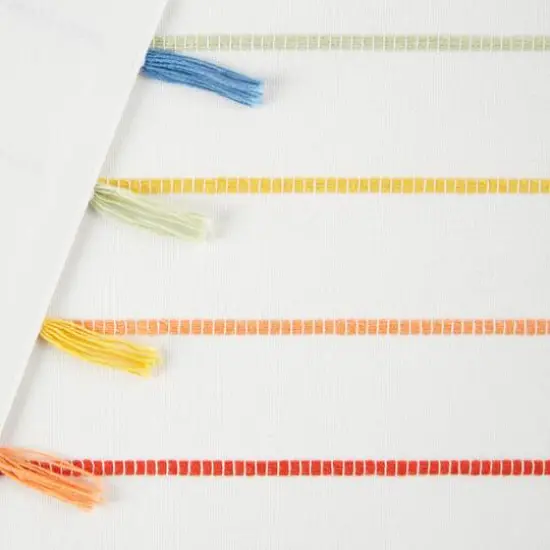 DII&reg; 108" Striped Tassel Table Runner Rainbow Stripe/White {6}