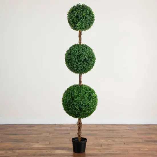 7ft. UV Resistant Artificial Triple Ball Boxwood Topiary Tree (Indoor/Outdoor) {7}