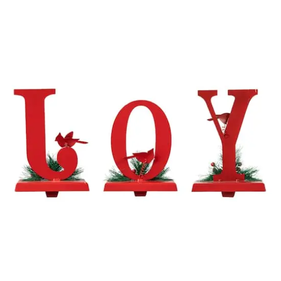 Glitzhome&reg; Christmas Metal JOY Stocking Holder Set {8}