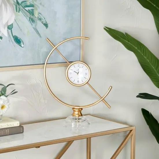 Gold Iron Modern Clock, 16" x 13" x 5" {9}