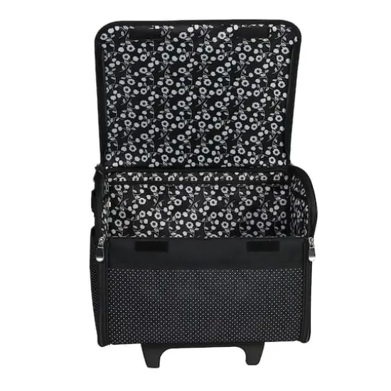 Everything Mary Collapsible Black Pin Dot Rolling Sewing Machine Tote {7}