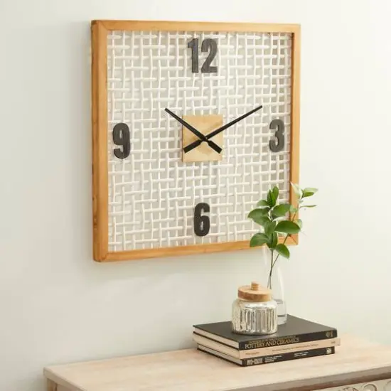 White Farmhouse Wood Wall Clock, 24" x 24" {9}