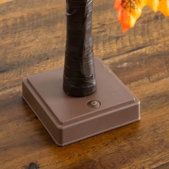 2ft. Pre-Lit Autumn Maple Artificial Fall Tree with 24 Warm White LED & Pumpkin Shaped Lights with Detachable Base {4}