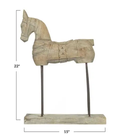 Hello Honey&reg; 22" Distressed Mango Wood Horse Figurine {5}