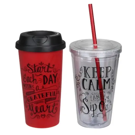 Inspirational Red Tumbler & Travel Mug Set {1}