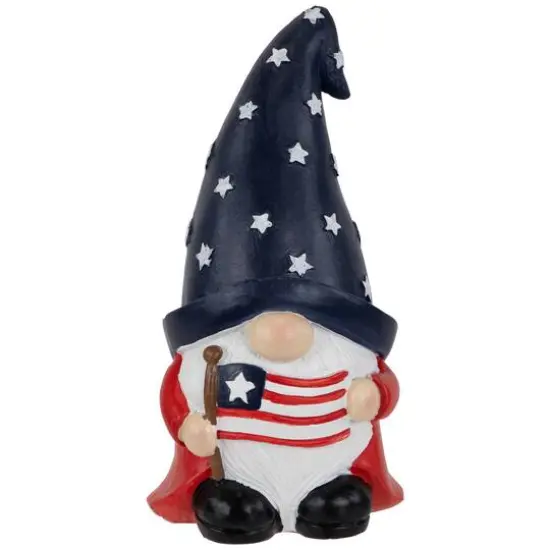 6" Gnome Holding the American Flag Patriotic Garden Statue {1}