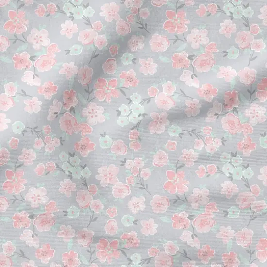 Fabric Editions Gray Floral Blooms Cotton Fabric {5}